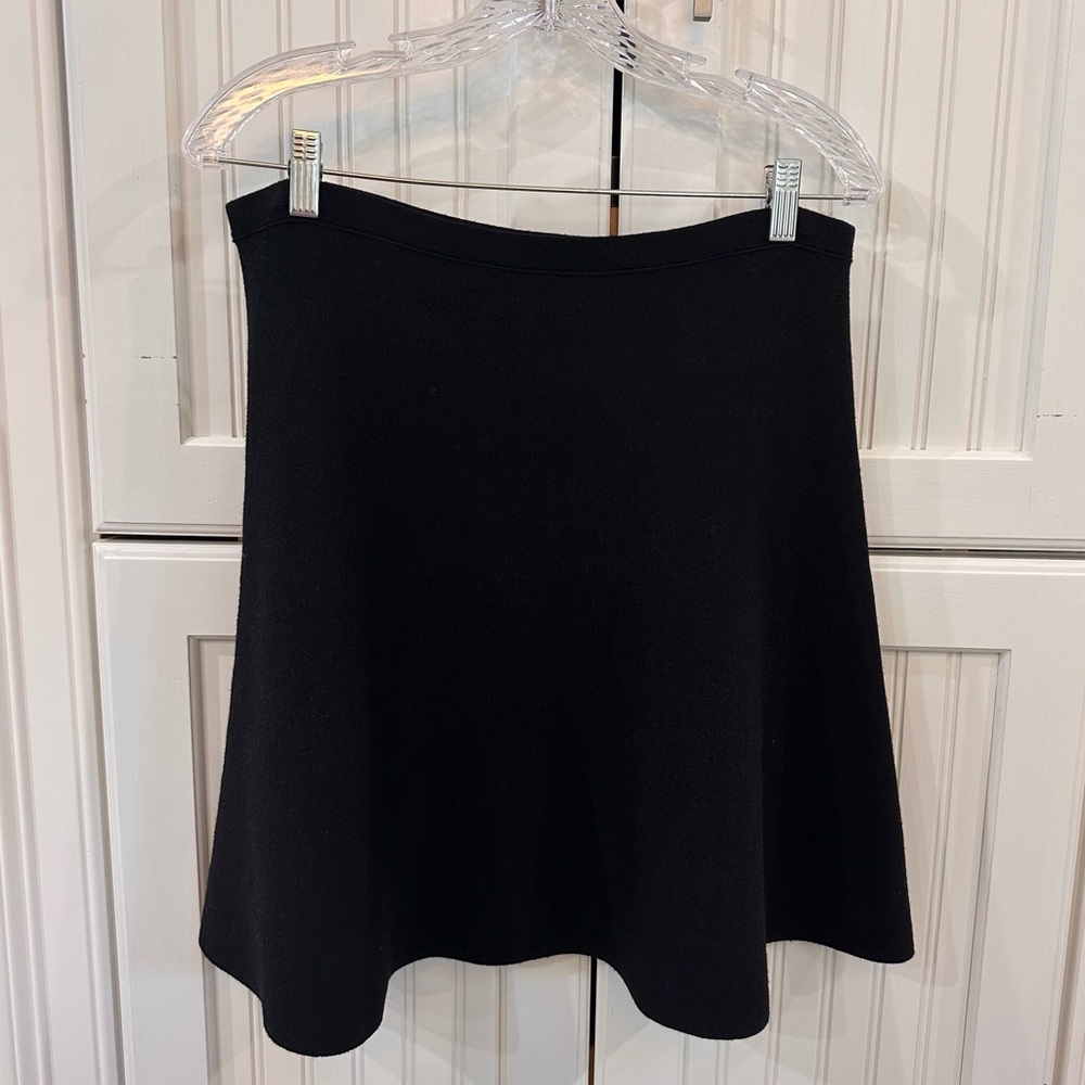 Theory Wool A-Line Mini Skirt in Black Size Large
